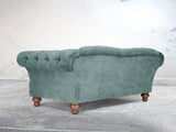 Oskar 2 Seat Chesterfield Sofa In Ocean Storm Vintage Velvet