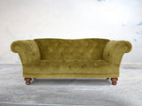 Oskar 2 Seat Chesterfield Sofa In Olive Vintage Velvet