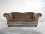 Oskar 2 Seat Chesterfield Sofa In Otter Vintage Velvet