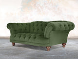 Oskar 2 Seat Chesterfield Sofa In Pine Lush Velvet