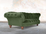 Oskar 2 Seat Chesterfield Sofa In Pine Lush Velvet