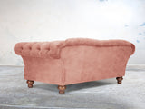 Oskar 2 Seat Chesterfield Sofa In Pink Blush Vintage Velvet
