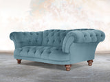 Oskar 2 Seat Chesterfield Sofa In Sky Lush Velvet