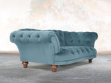 Oskar 2 Seat Chesterfield Sofa In Sky Lush Velvet