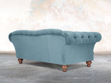 Oskar 2 Seat Chesterfield Sofa In Sky Lush Velvet