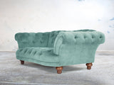 Oskar 2 Seat Chesterfield Sofa In Summer Mist Vintage Velvet