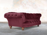 Oskar 2 Seat Chesterfield Sofa In Wine Lush Velvet