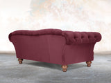 Oskar 2 Seat Chesterfield Sofa In Wine Lush Velvet