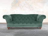 Oskar 3 Seat Chesterfield Sofa In Aqua Lush Velvet