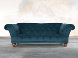 Oskar 3 Seat Chesterfield Sofa In Blue Lush Velvet