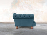 Oskar 3 Seat Chesterfield Sofa In Blue Lush Velvet
