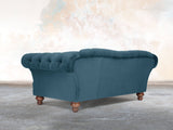 Oskar 3 Seat Chesterfield Sofa In Blue Lush Velvet