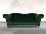 Oskar 3 Seat Chesterfield Sofa In Dark Green Lush Velvet