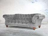 Oskar 3 Seat Chesterfield Sofa In Dove Vintage Velvet