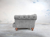 Oskar 3 Seat Chesterfield Sofa In Dove Vintage Velvet