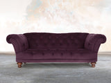Oskar 3 Seat Chesterfield Sofa In Grape Lush Velvet