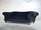 Oskar 3 Seat Chesterfield Sofa In Indigo Vintage Velvet