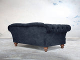 Oskar 3 Seat Chesterfield Sofa In Indigo Vintage Velvet