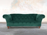 Oskar 3 Seat Chesterfield Sofa In Kingfisher Lush Velvet