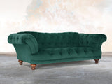 Oskar 3 Seat Chesterfield Sofa In Kingfisher Lush Velvet