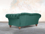 Oskar 3 Seat Chesterfield Sofa In Kingfisher Lush Velvet