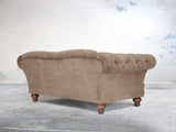 Oskar 3 Seat Chesterfield Sofa In Mocha Vintage Velvet