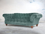 Oskar 3 Seat Chesterfield Sofa In Ocean Storm Vintage Velvet