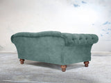 Oskar 3 Seat Chesterfield Sofa In Ocean Storm Vintage Velvet