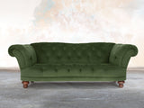 Oskar 3 Seat Chesterfield Sofa In Pine Lush Velvet