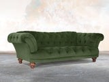 Oskar 3 Seat Chesterfield Sofa In Pine Lush Velvet