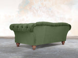 Oskar 3 Seat Chesterfield Sofa In Pine Lush Velvet