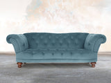 Oskar 3 Seat Chesterfield Sofa In Sky Lush Velvet