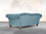 Oskar 3 Seat Chesterfield Sofa In Sky Lush Velvet