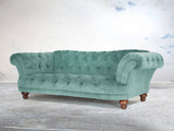 Oskar 3 Seat Chesterfield Sofa In Summer Mist Vintage Velvet