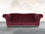 Oskar 3 Seat Chesterfield Sofa In Wine Lush Velvet