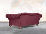 Oskar 3 Seat Chesterfield Sofa In Wine Lush Velvet
