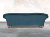 Oskar 4 Seat Chesterfield Sofa In Blue Lush Velvet