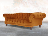 Oskar 4 Seat Chesterfield Sofa In Burnt Orange Lush Velvet