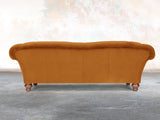Oskar 4 Seat Chesterfield Sofa In Burnt Orange Lush Velvet