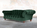 Oskar 4 Seat Chesterfield Sofa In Dark Green Lush Velvet