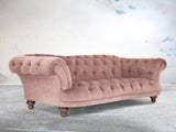 Oskar 4 Seat Chesterfield Sofa In Dusky Pink Vintage Velvet