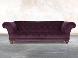 Oskar 4 Seat Chesterfield Sofa In Grape Lush Velvet