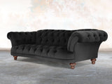 Oskar 4 Seat Chesterfield Sofa In Jet Black Lush Velvet