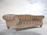 Oskar 4 Seat Chesterfield Sofa In Mocha Vintage Velvet