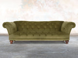 Oskar 4 Seat Chesterfield Sofa In Moss Lush Velvet