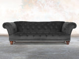 Oskar 4 Seat Chesterfield Sofa In Nickel Lush Velvet