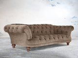 Oskar 4 Seat Chesterfield Sofa In Otter Vintage Velvet