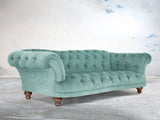 Oskar 4 Seat Chesterfield Sofa In Summer Mist Vintage Velvet