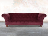 Oskar 4 Seat Chesterfield Sofa In Wine Lush Velvet