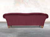 Oskar 4 Seat Chesterfield Sofa In Wine Lush Velvet